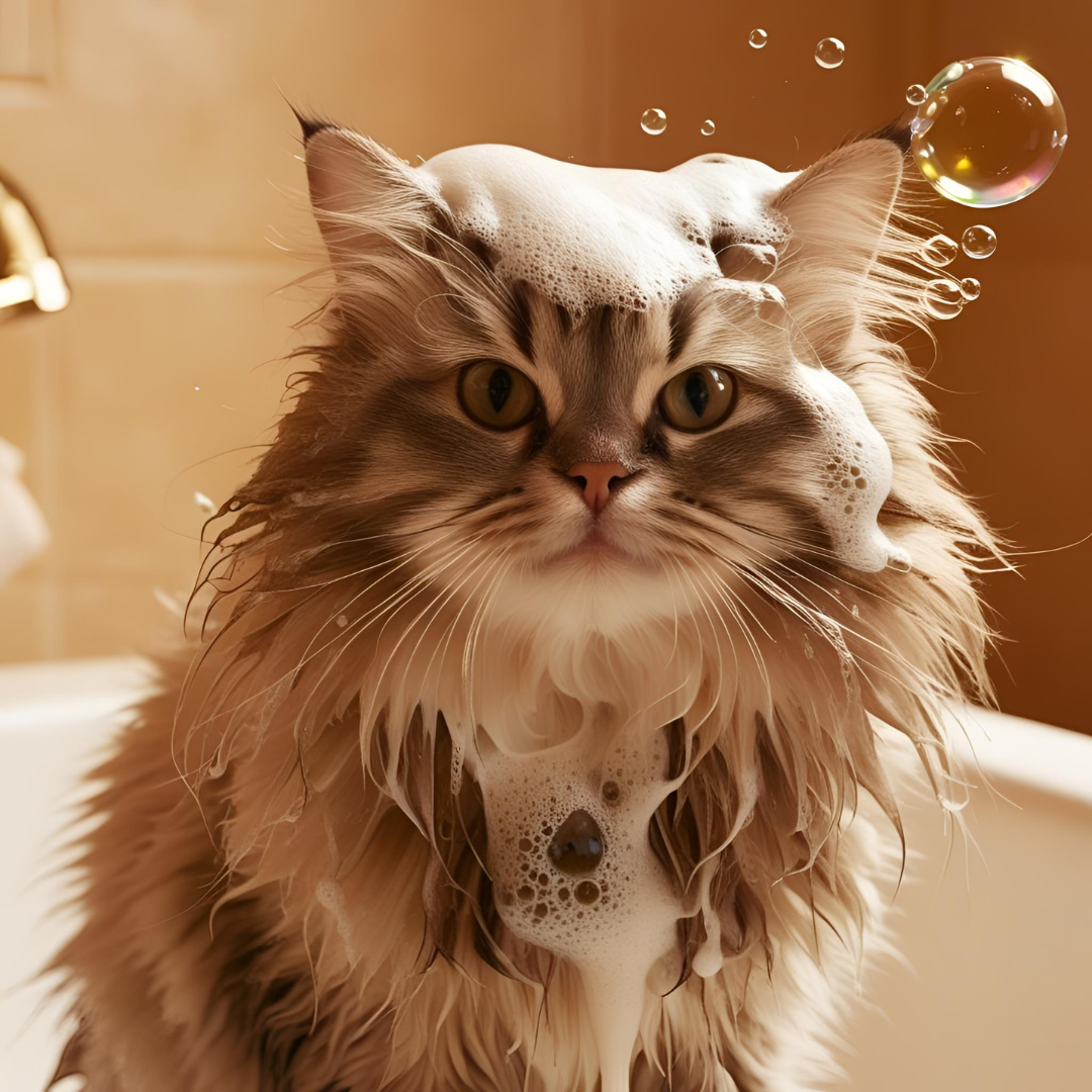猫ちゃんのシャンプーリンスの写真